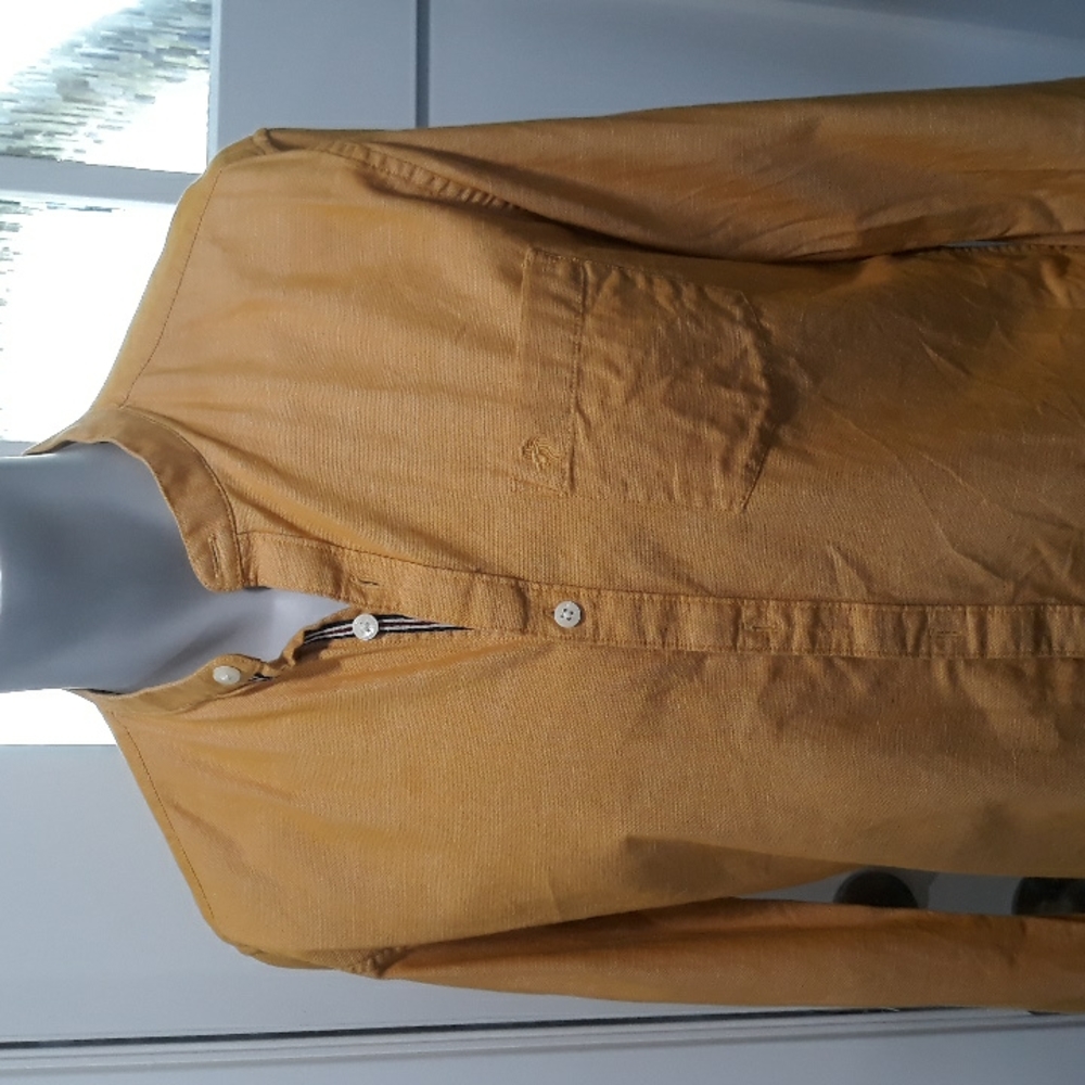 Netplay mens yellow banded collar cotton shirt. Medium